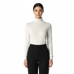 ARITZIA Wilfred Poly Rayon Blend Long Sleeve Cream Turtleneck Sweater US Sz XXS